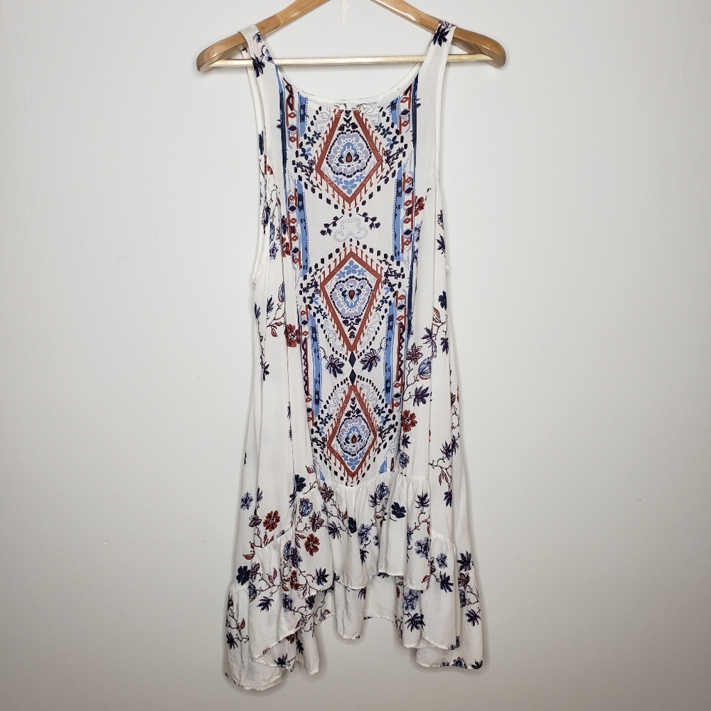 Free People White Ankka Boarder Print Slip Dress